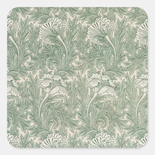Tulp van William Morris,  Bloemenkunst Vierkante Sticker (Voorkant)