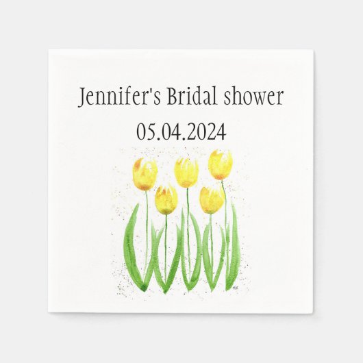 Tulpbloemen waterverf Geel Vrijgezellenfeest Servet (Voorkant)
