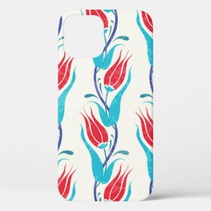 Tulpen achtergrond. Traditioneel turks motief iPhone 12 Hoesje