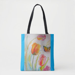 Tulpen Aquarel Bloemen Bloemstuk Boodschappentas Draagtas