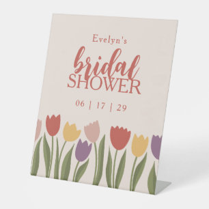 Tulpen bruids douche uitnodiging reclamebord met voetstuk