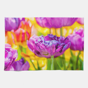 Tulpen die donkerroze betoveren theedoek