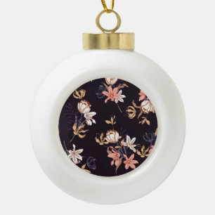 tulpen, donkere paarse achtergrond keramische bal ornament