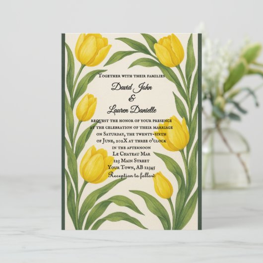 Tulpen Droom Foto Trouw Uitnodiging (Staand voorkant)