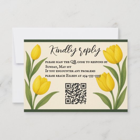 Tulpen Droom QR Code RSVP Kaart (Voorkant)