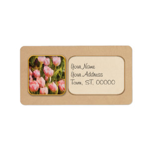 Tulpen - Een veld van roze Etiket