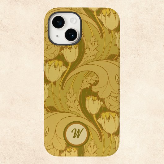  Tulpen en acanthus Leaves met monogram Case-Mate iPhone Case