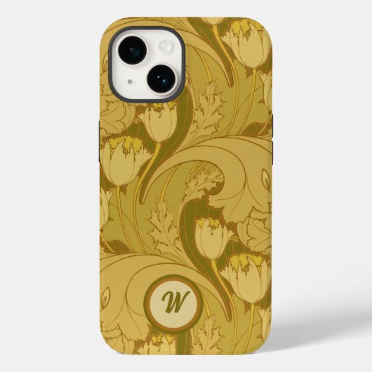  Tulpen en acanthus Leaves met monogram Case-Mate iPhone Case (Achterkant)
