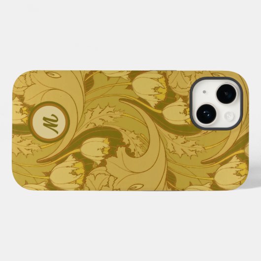  Tulpen en acanthus Leaves met monogram Case-Mate iPhone Case (Achterkant (horizontaal))