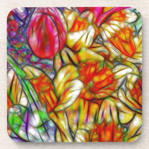 Tulpen en Daffodils Colorful Artwork uit foto's Onderzetter