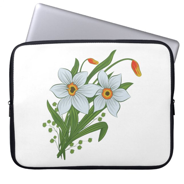 Tulpen en Daffodils Flowers Laptop Sleeve (Voorkant)