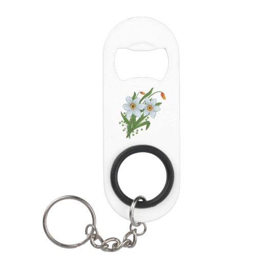 Tulpen en Daffodils Flowers Sleutelhanger Flessenopener (Voorkant)