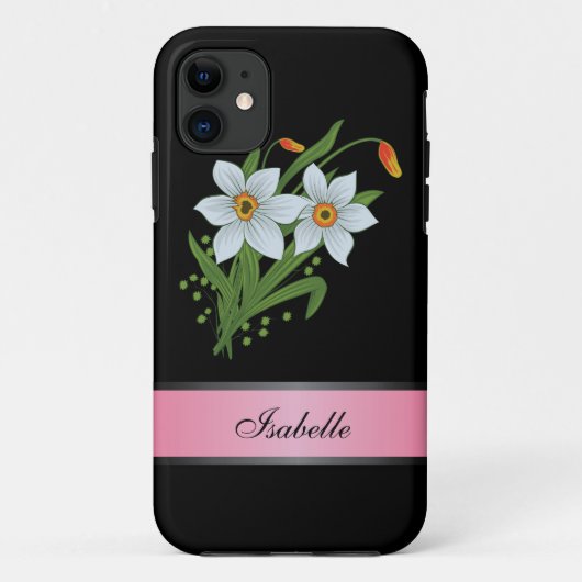 Tulpen en Daffodils Roze 2 Persoonlijke naam Case-Mate iPhone Case (Achterkant)