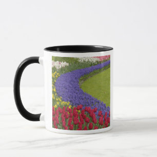 Tulpen en grafiethyacinth en daffodiltuin; mok