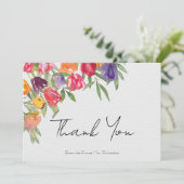 Tulpen en groen bruidsdouche bedankkaart (Staand voorkant)