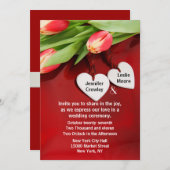 Tulpen en harten bruiloft uitnodiging (Voorkant / Achterkant)