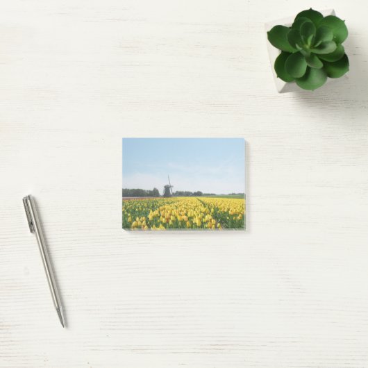 Tulpen en het landschap van de windmolen post-it® notes (Kantoor)