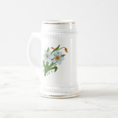Tulpen en narcissen bloemen bierpul (Voorkant links)