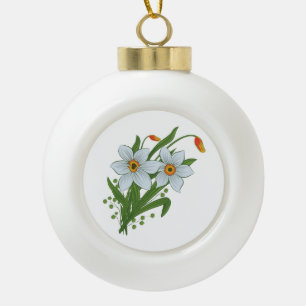 Tulpen en narcissen bloemen keramische bal ornament