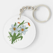 Tulpen en Narcissen Bloemen Sleutelhanger (Achterkant)