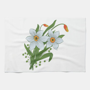 Tulpen en Narcissen Bloemen Theedoek