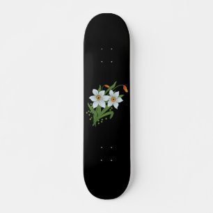 Tulpen en narcissen Bloemen Zwarde Achtergrond Skateboard