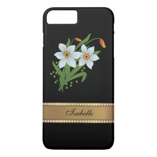 Tulpen en narcissen Gouden gepersonaliseerde naam iPhone 8 Plus / 7 Plus Hoesje