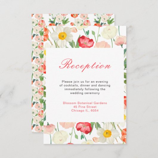 Tulpen en narcissen lente bruiloft informatiekaartje (Voorkant / Achterkant)
