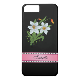 Tulpen en narcissen Roze gepersonaliseerde naam iPhone 8 Plus / 7 Plus Hoesje