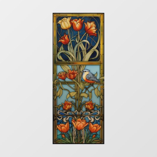 Tulpen en vogels Sun Catcher Window Cling Raamsticker (Vel)