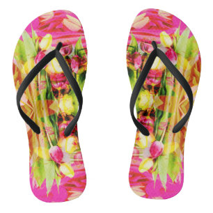 TULPEN - Gekleurde tulpen van fractale kunst - Teenslippers