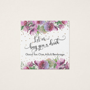 Tulpen Goud Confetti Typografie Drankkaartjes Vierkante Visitekaartjes