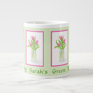 Tulpen handgeschilderd aquarel PERSONALISEER Tuinm Extra Grote Beker