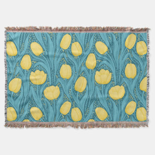 Tulpen in blauw en geel deken