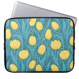 Tulpen in blauw en geel laptop sleeve