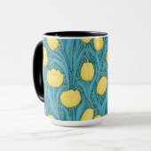 Tulpen in blauw en geel mok (Voorkant links)