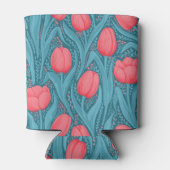 Tulpen in blauw en rood blikjeskoeler (Achterkant)