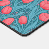 Tulpen in blauw en rood bureaumat (Hoek)