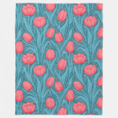 Tulpen in blauw en rood fleece deken (Voorkant)