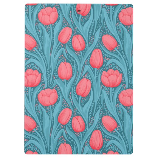 Tulpen in blauw en rood klembord (Achterkant)