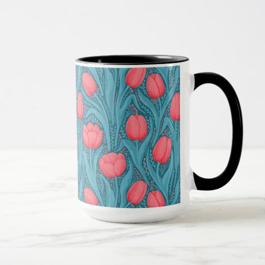 Tulpen in blauw en rood mok (Rechts)
