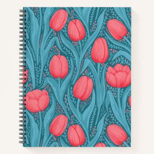 Tulpen in blauw en rood notitieboek