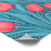 Tulpen in blauw en rood poster (Hoek)