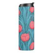 Tulpen in blauw en rood thermosbeker (Gedraaid links)