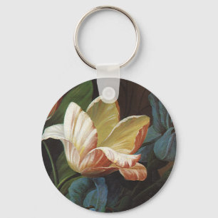 Tulpen in bloei in een vintage tuin, Victoriaanse Sleutelhanger