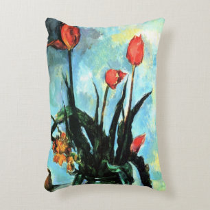 Tulpen in een vaas door Paul Cezanne, Vintage Kuns Accent Kussen