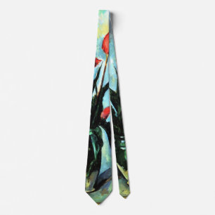 Tulpen in een Vaas door Paul Cezanne, Vintage Kuns Stropdas