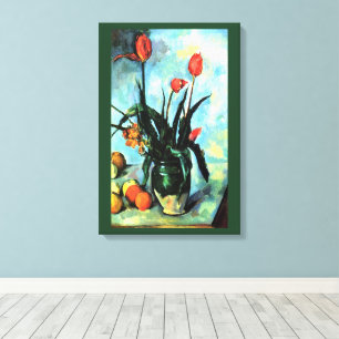 Tulpen in een vaas van Paul Cezanne, Vintage Kunst Canvas Afdruk