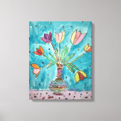 Tulpen in een vaaswandcanvas canvas afdruk (Voorkant)
