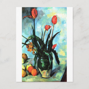 Tulpen in een Vase door Paul Cezanne,  kunst Briefkaart